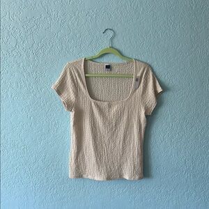 Old Navy Cream Fitted Ribbed T-Shirt